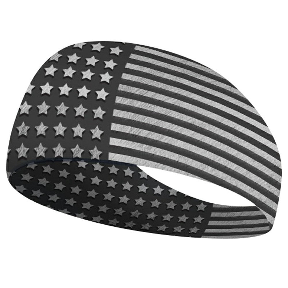 Marathon Sweatband American Flag Print Breathable Sports Headband Fitness Sweat Absorbing Hair Band