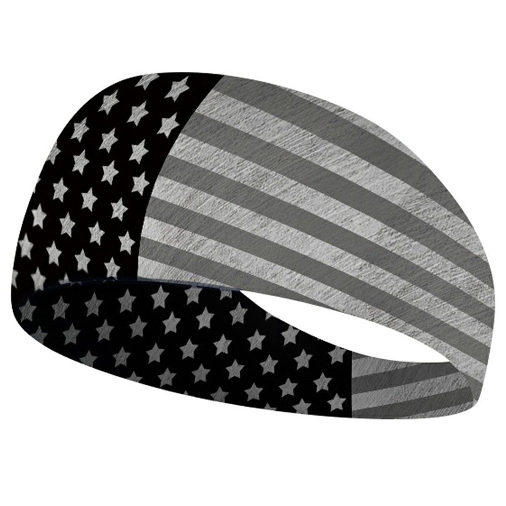 Marathon Sweatband American Flag Print Breathable Sports Headband Fitness Sweat Absorbing Hair Band