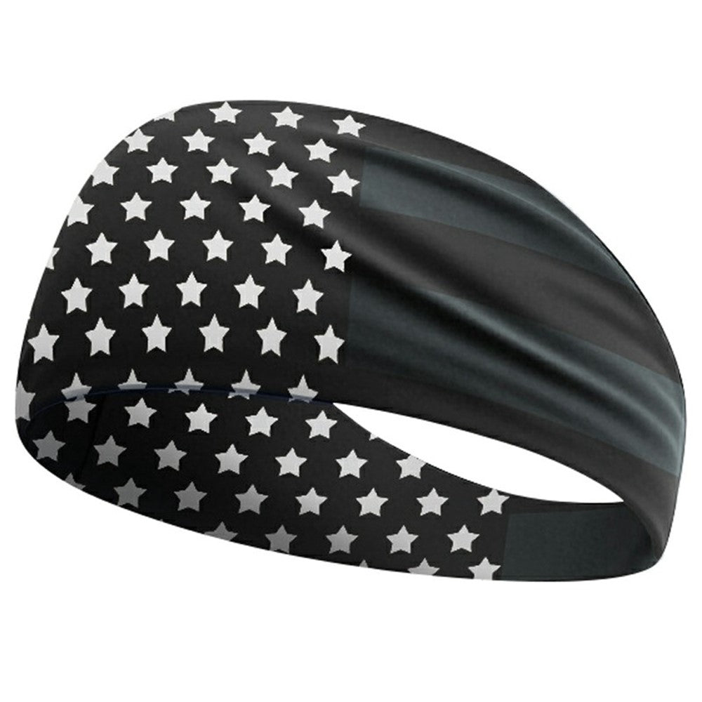 Marathon Sweatband American Flag Print Breathable Sports Headband Fitness Sweat Absorbing Hair Band