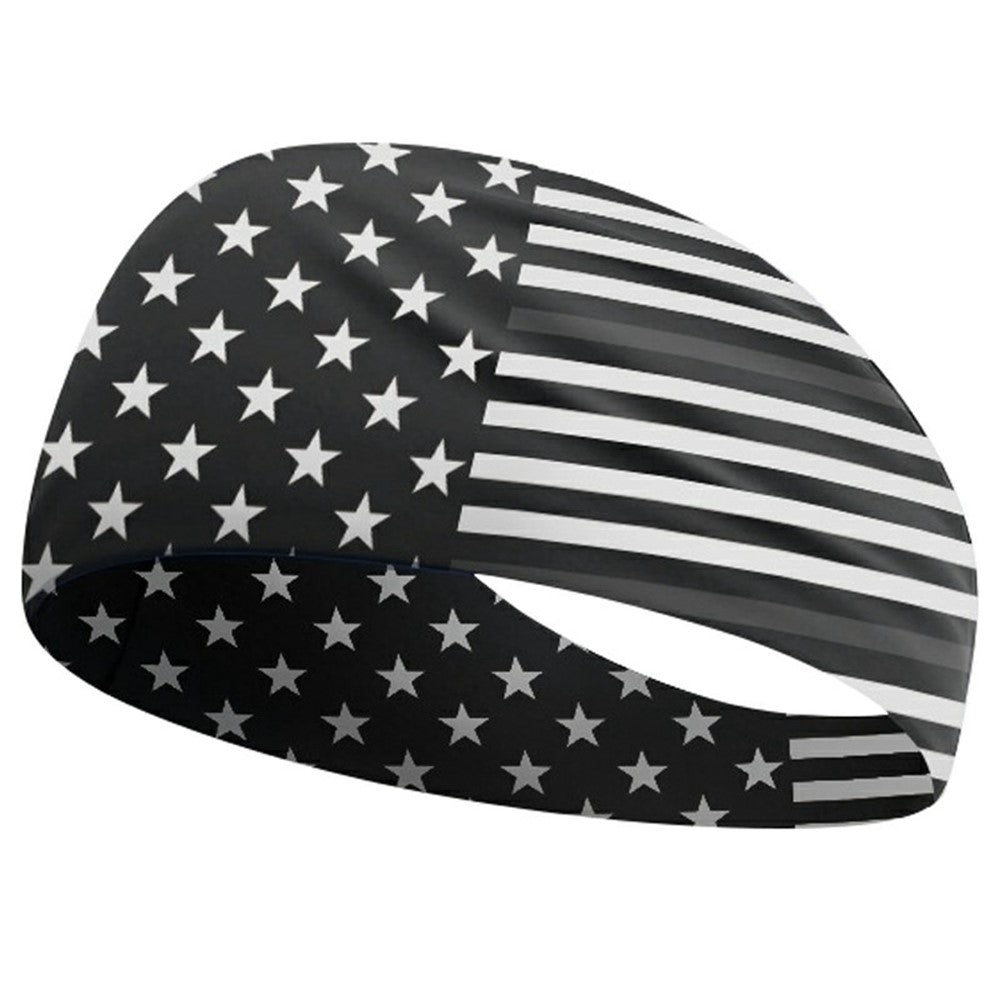 Marathon Sweatband American Flag Print Breathable Sports Headband Fitness Sweat Absorbing Hair Band