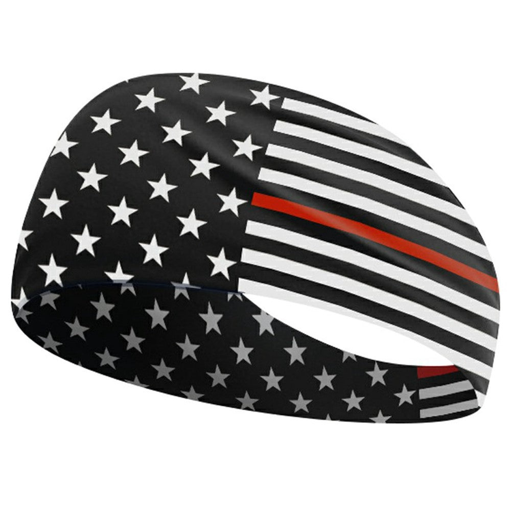 Marathon Sweatband American Flag Print Breathable Sports Headband Fitness Sweat Absorbing Hair Band