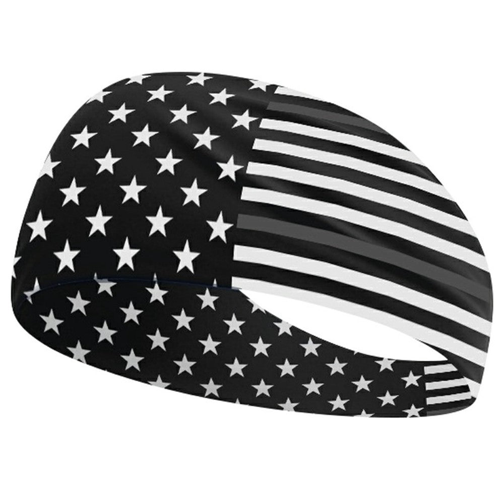 Marathon Sweatband American Flag Print Breathable Sports Headband Fitness Sweat Absorbing Hair Band