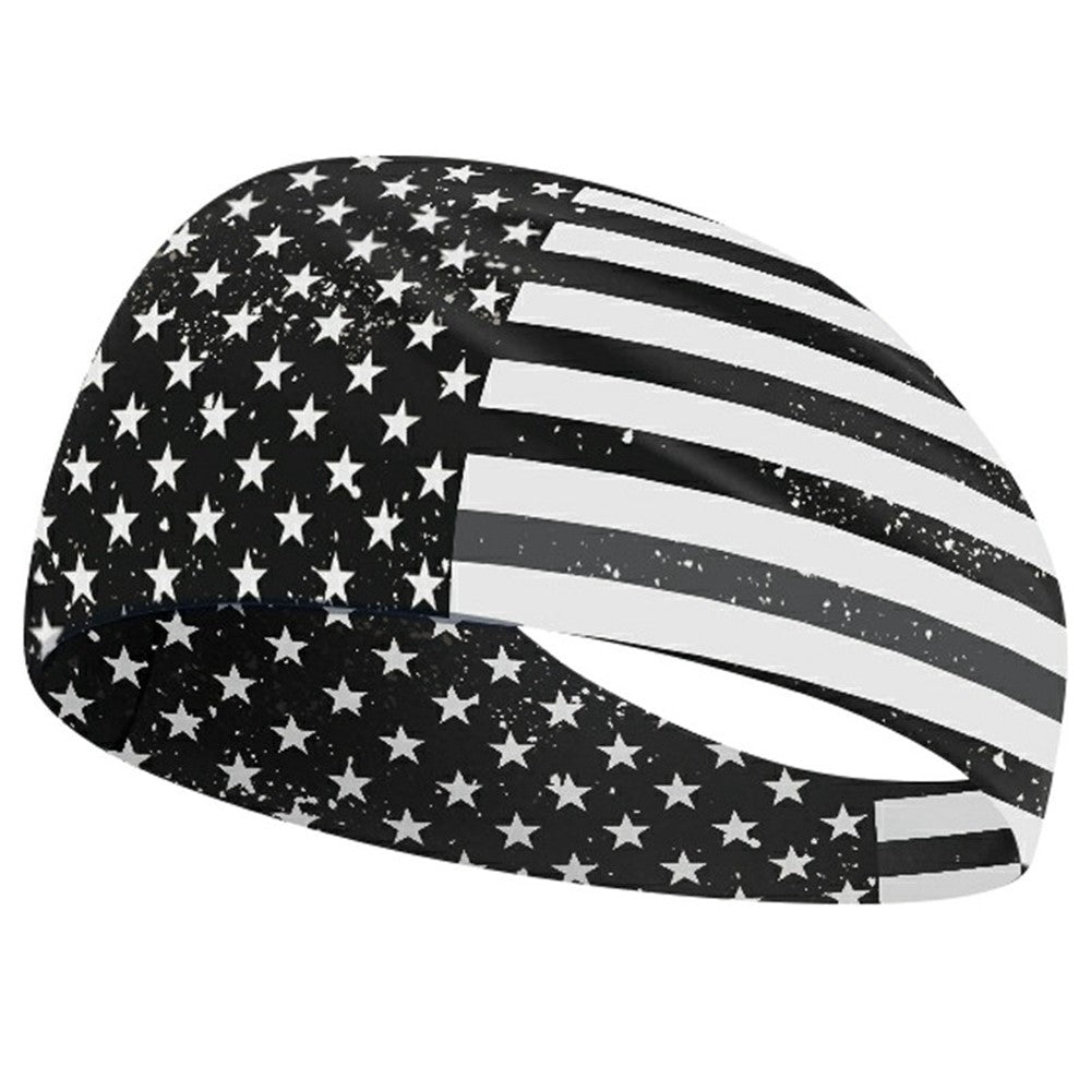 Marathon Sweatband American Flag Print Breathable Sports Headband Fitness Sweat Absorbing Hair Band
