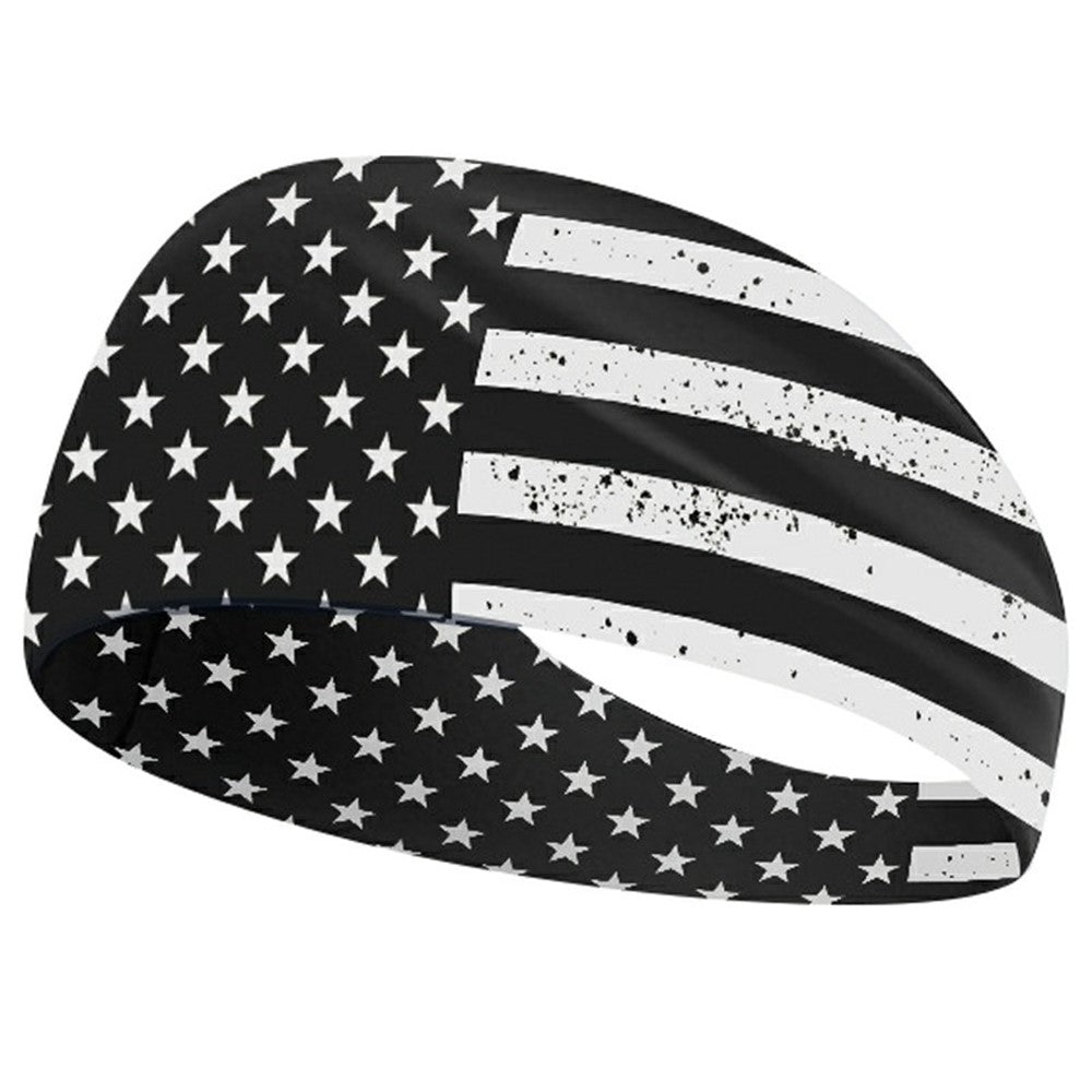 Marathon Sweatband American Flag Print Breathable Sports Headband Fitness Sweat Absorbing Hair Band