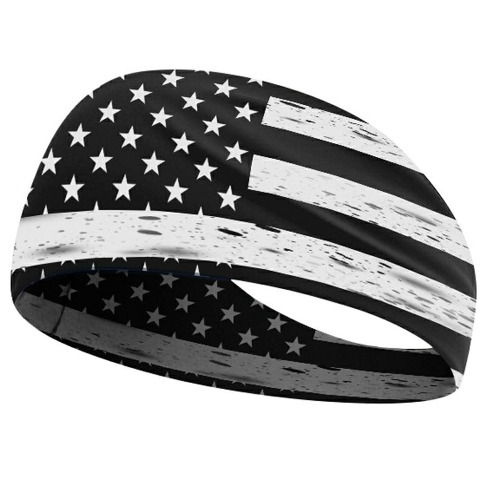 Marathon Sweatband American Flag Print Breathable Sports Headband Fitness Sweat Absorbing Hair Band