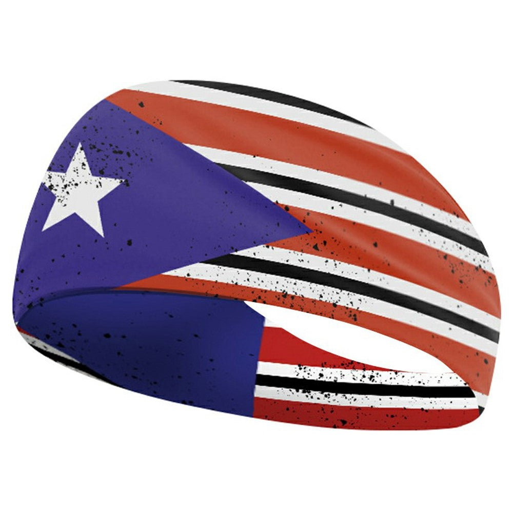 Marathon Sweatband American Flag Print Breathable Sports Headband Fitness Sweat Absorbing Hair Band