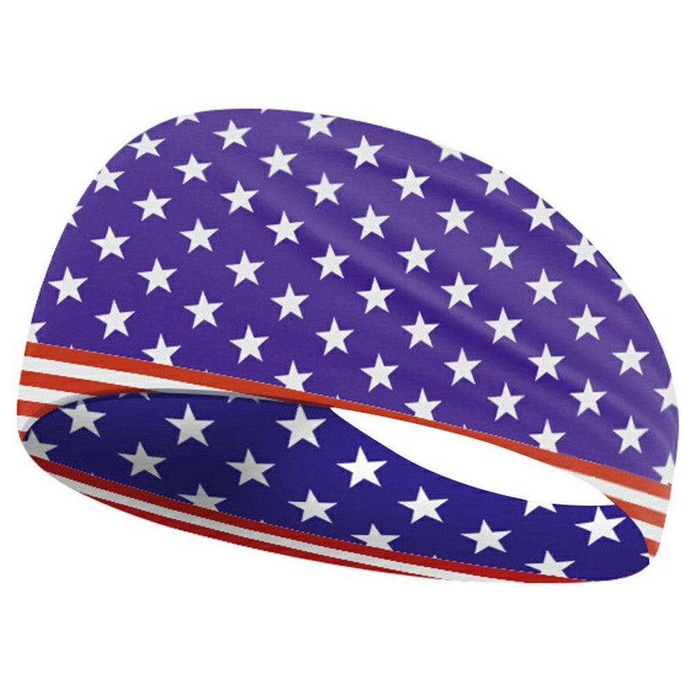 Marathon Sweatband American Flag Print Breathable Sports Headband Fitness Sweat Absorbing Hair Band
