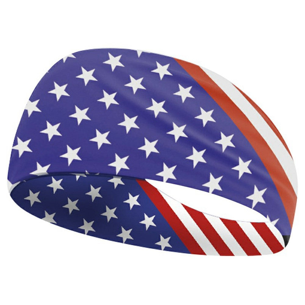 Marathon Sweatband American Flag Print Breathable Sports Headband Fitness Sweat Absorbing Hair Band