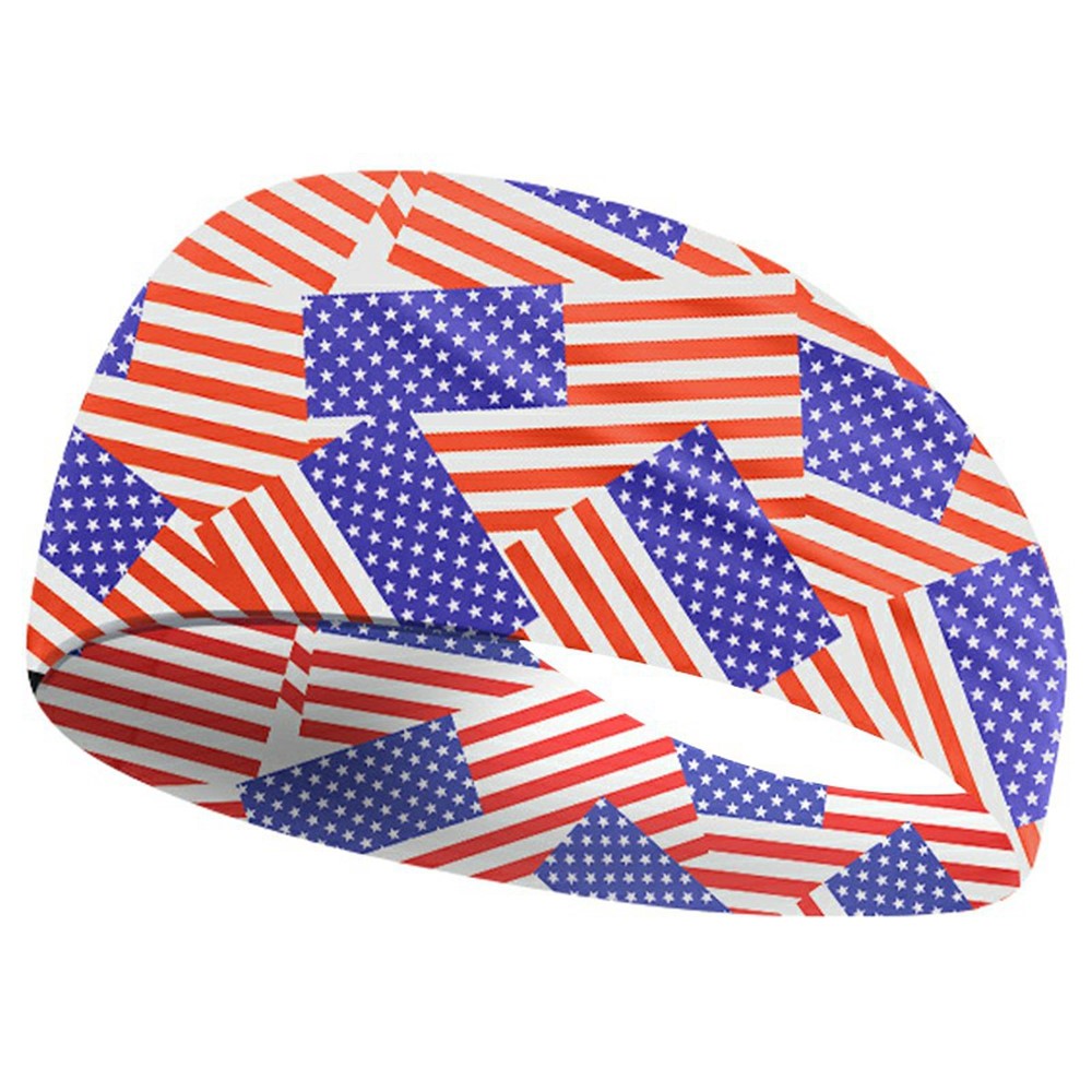 Marathon Sweatband American Flag Print Breathable Sports Headband Fitness Sweat Absorbing Hair Band