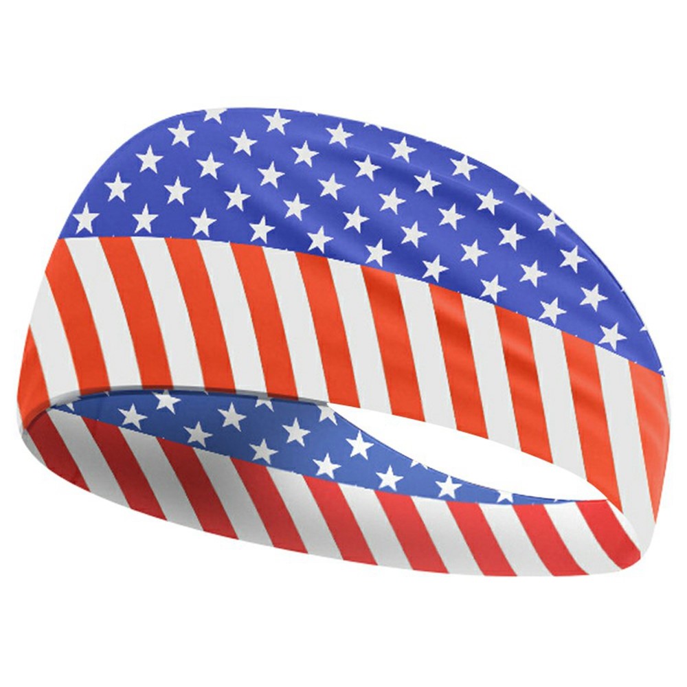 Marathon Sweatband American Flag Print Breathable Sports Headband Fitness Sweat Absorbing Hair Band