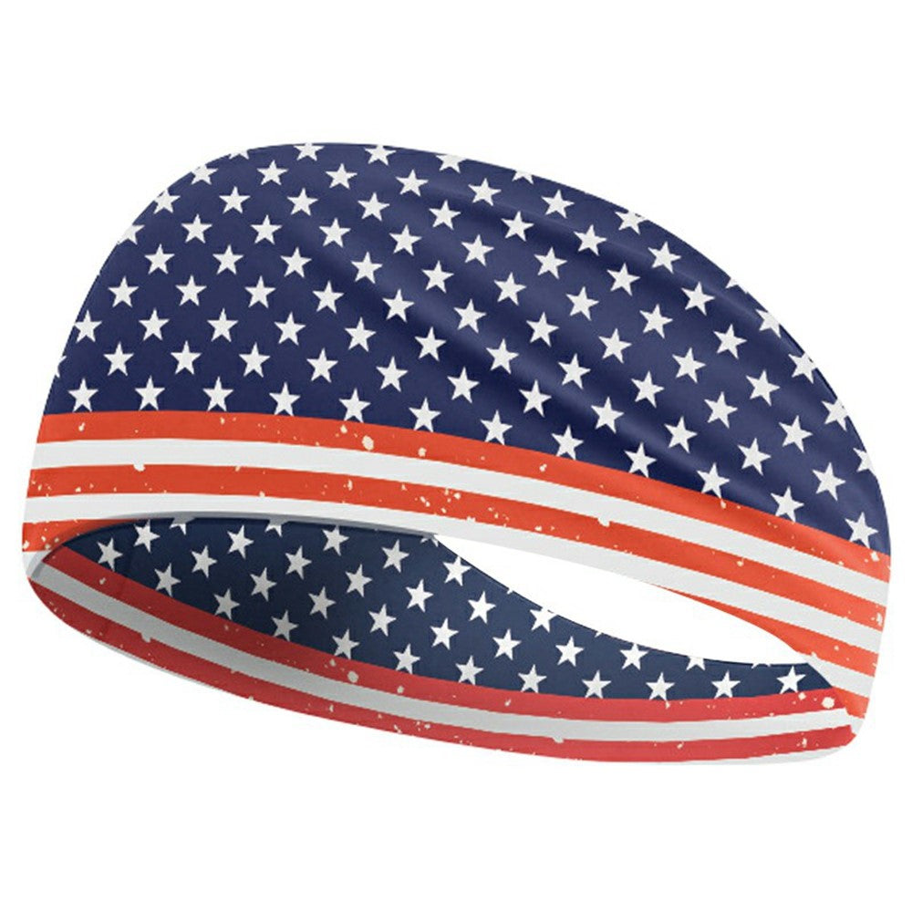 Marathon Sweatband American Flag Print Breathable Sports Headband Fitness Sweat Absorbing Hair Band
