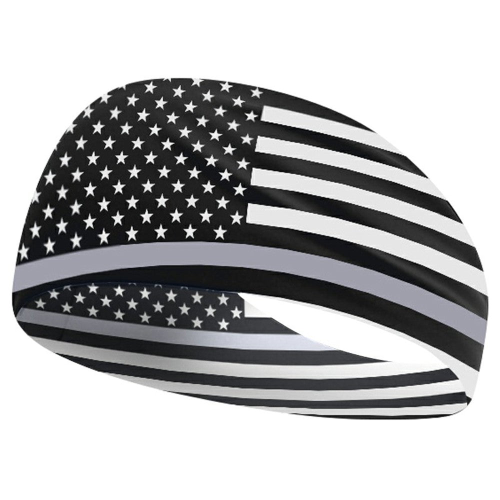 Marathon Sweatband American Flag Print Breathable Sports Headband Fitness Sweat Absorbing Hair Band