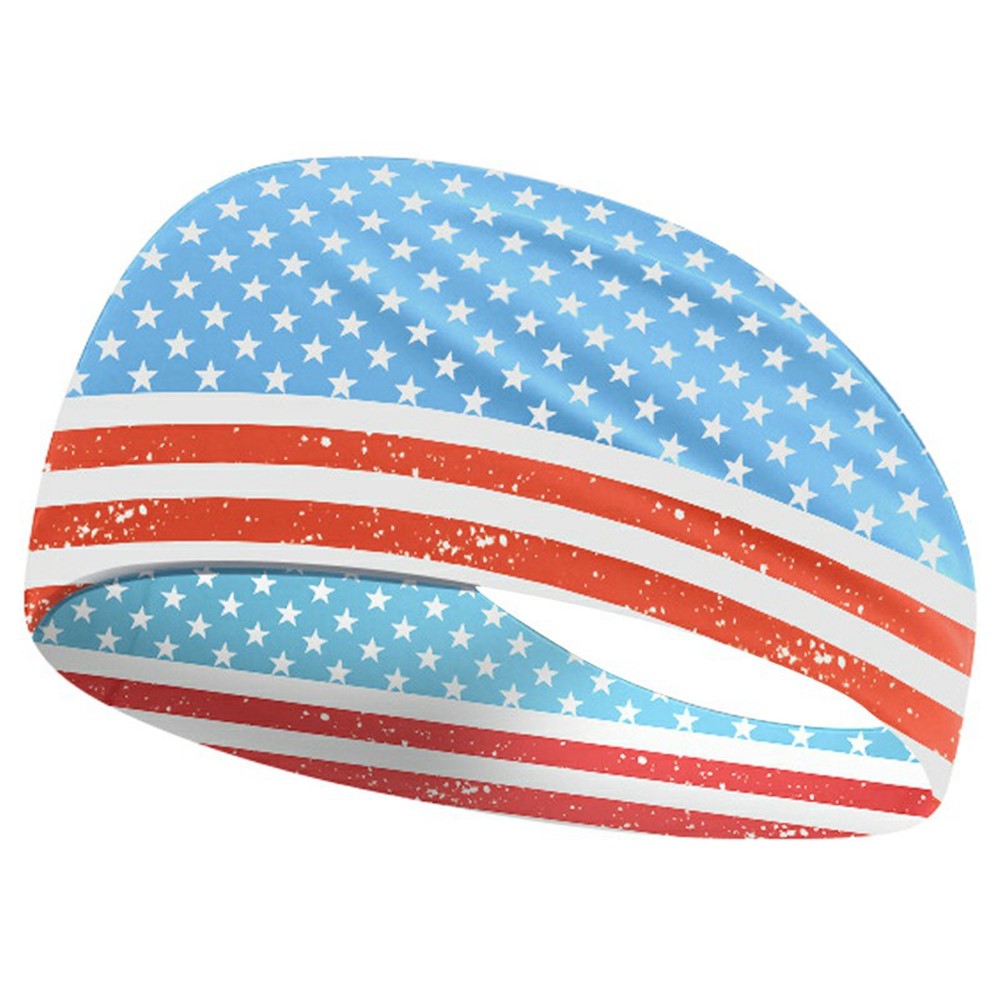 Marathon Sweatband American Flag Print Breathable Sports Headband Fitness Sweat Absorbing Hair Band