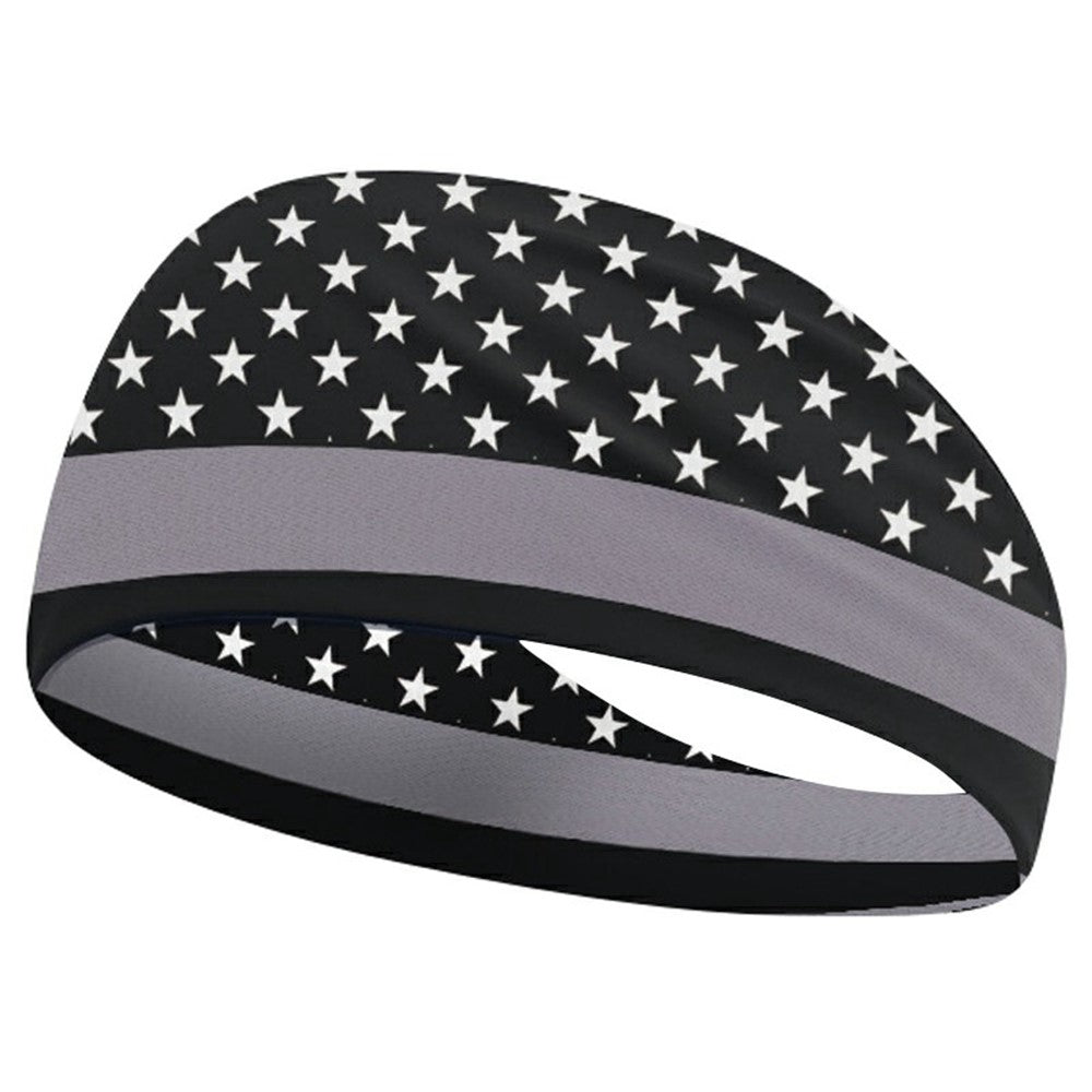 Marathon Sweatband American Flag Print Breathable Sports Headband Fitness Sweat Absorbing Hair Band