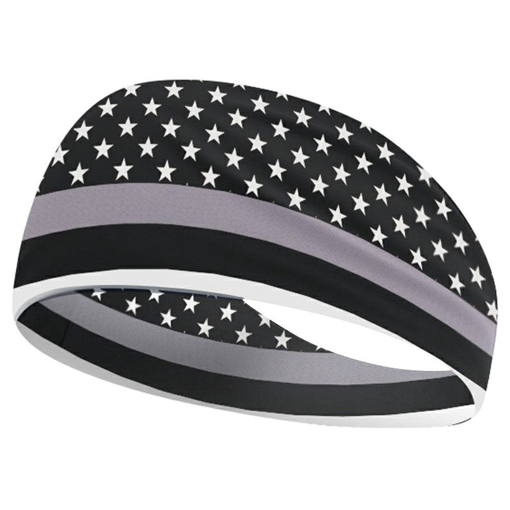 Marathon Sweatband American Flag Print Breathable Sports Headband Fitness Sweat Absorbing Hair Band