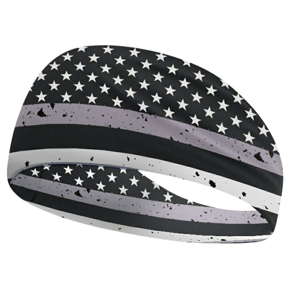 Marathon Sweatband American Flag Print Breathable Sports Headband Fitness Sweat Absorbing Hair Band