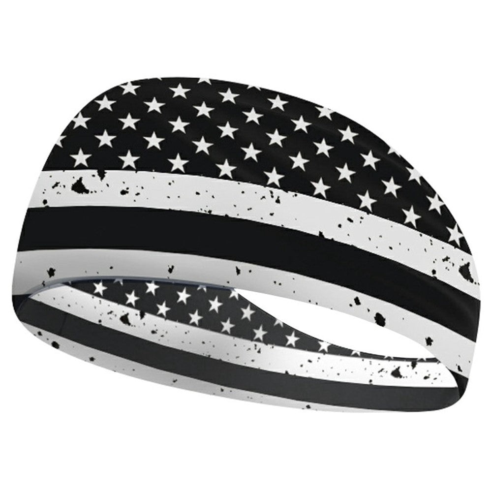 Marathon Sweatband American Flag Print Breathable Sports Headband Fitness Sweat Absorbing Hair Band