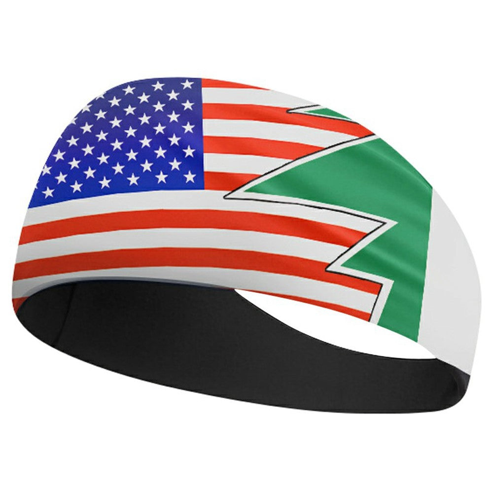 Marathon Sweatband American Flag Print Breathable Sports Headband Fitness Sweat Absorbing Hair Band