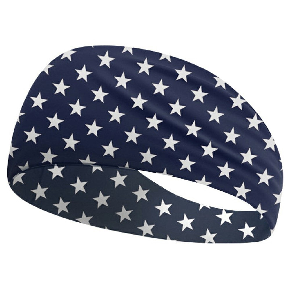 Marathon Sweatband American Flag Print Breathable Sports Headband Fitness Sweat Absorbing Hair Band
