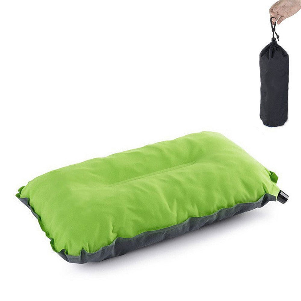 Inflatable Sponge Pillow Camping Travel Pillow Fabric+TPU Head Rest Cushion