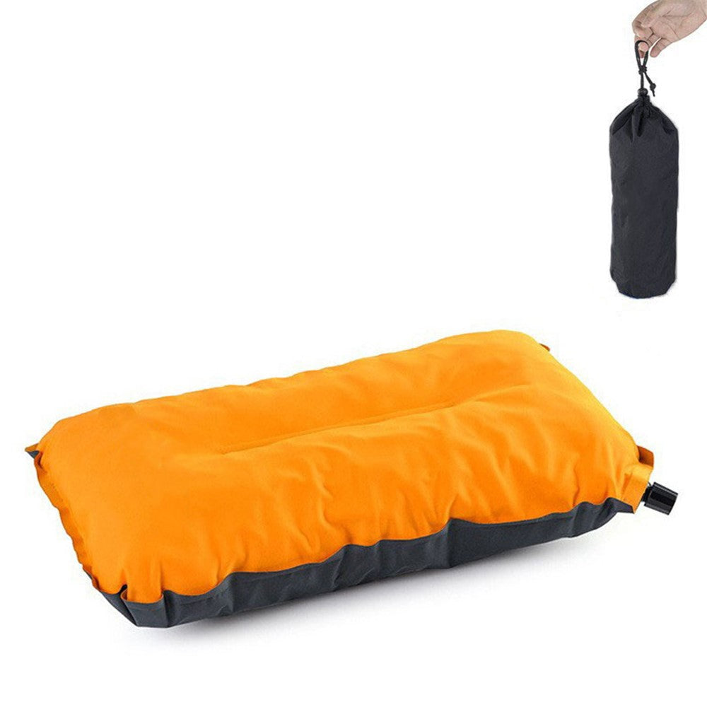 Inflatable Sponge Pillow Camping Travel Pillow Fabric+TPU Head Rest Cushion