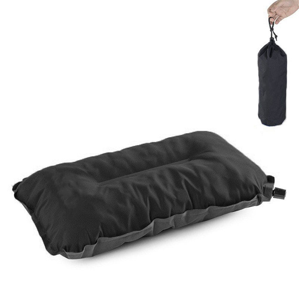 Inflatable Sponge Pillow Camping Travel Pillow Fabric+TPU Head Rest Cushion