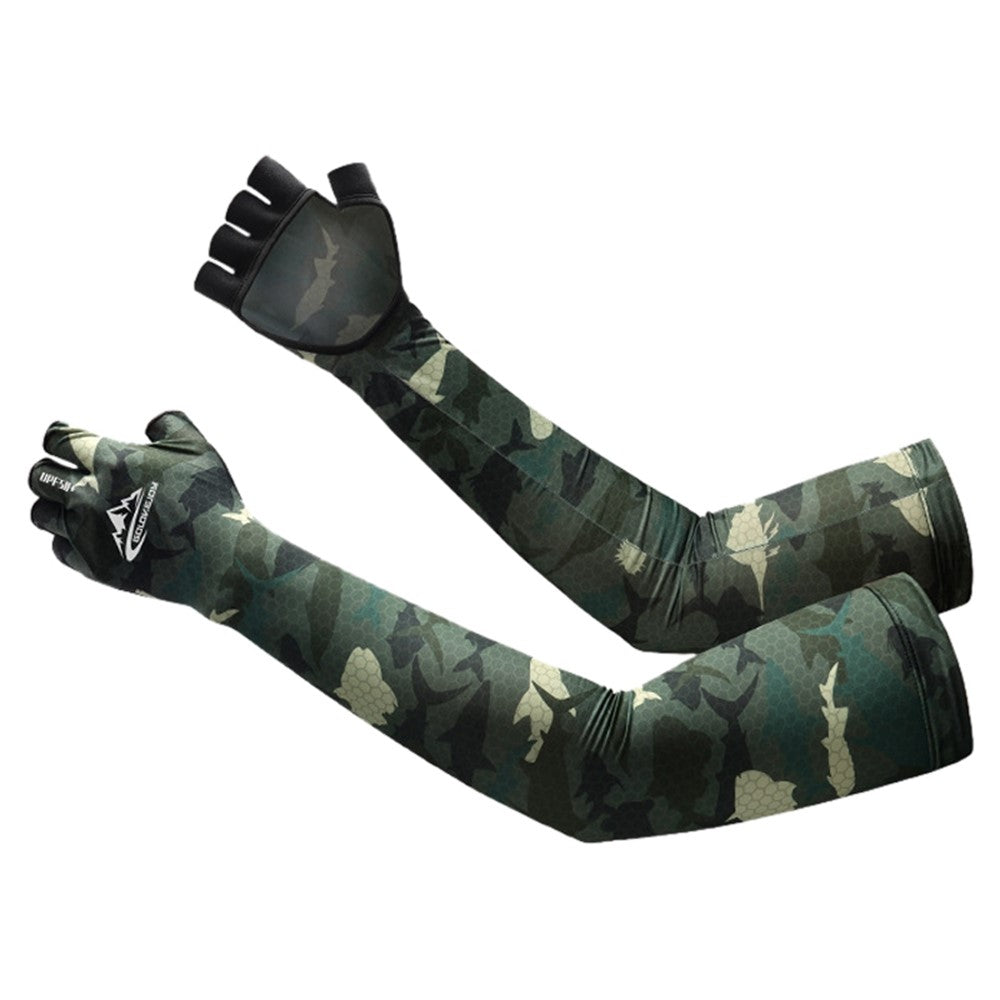 GOLOVEJOY XG75 1 Pair UV Protection Men Arm Sleeves Half-Finger Outdoor Sports Fishing Arm Covers