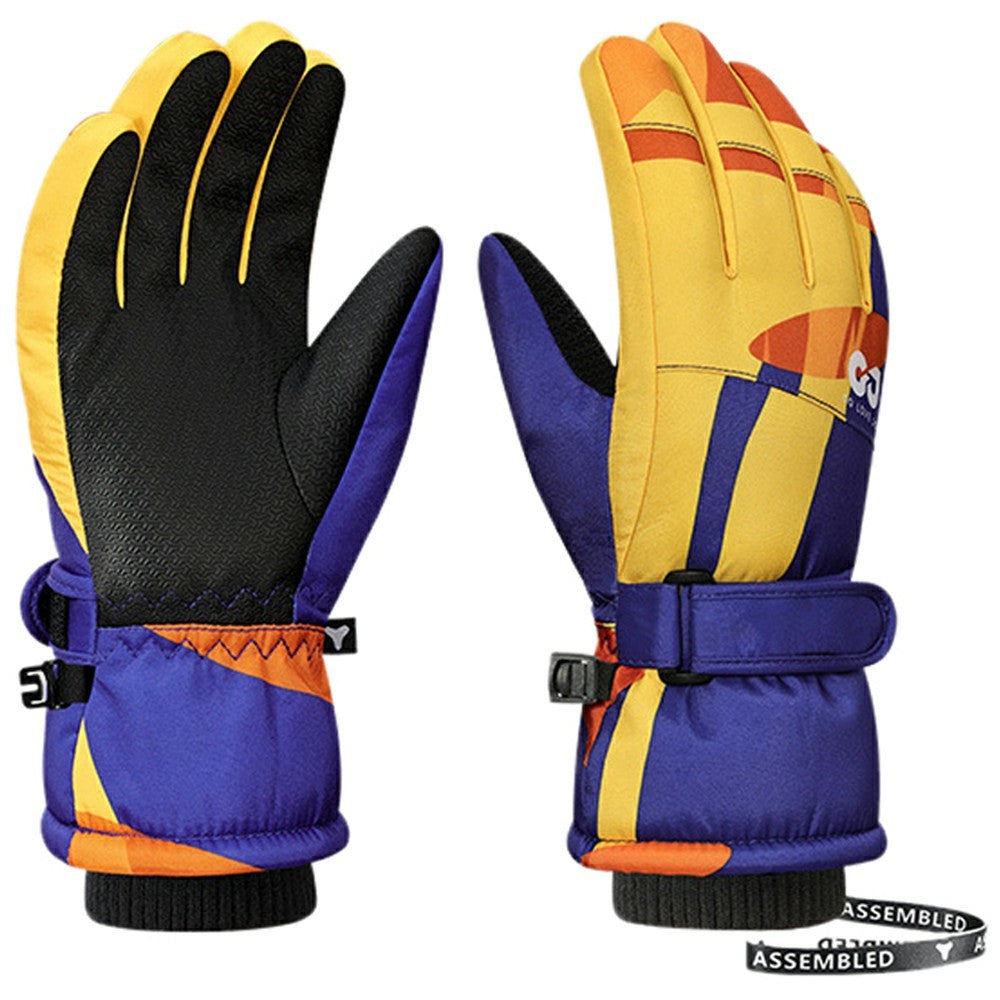 GOLOVEJOY DRST39 1 Pair Winter Ski Gloves for 4-7 Years Kids Waterproof Windproof Snow Mittens Size S