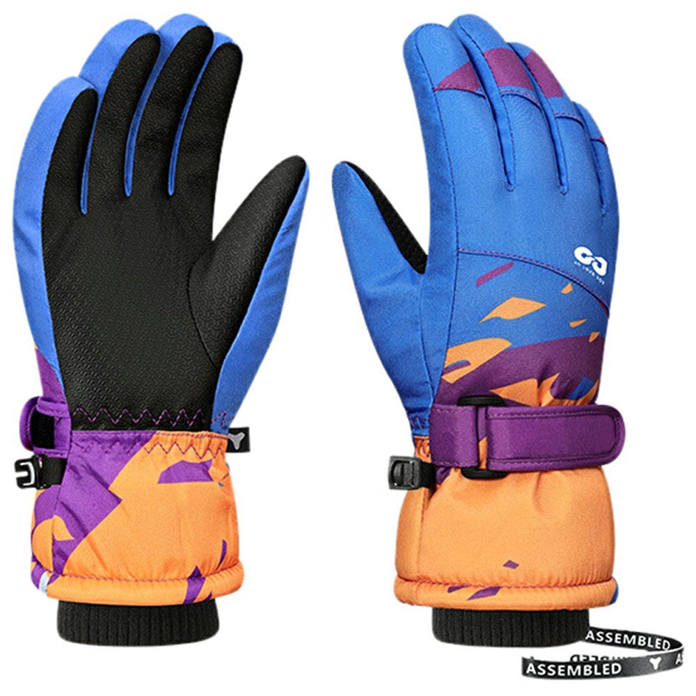 GOLOVEJOY DRST39 1 Pair Winter Ski Gloves for 4-7 Years Kids Waterproof Windproof Snow Mittens Size S