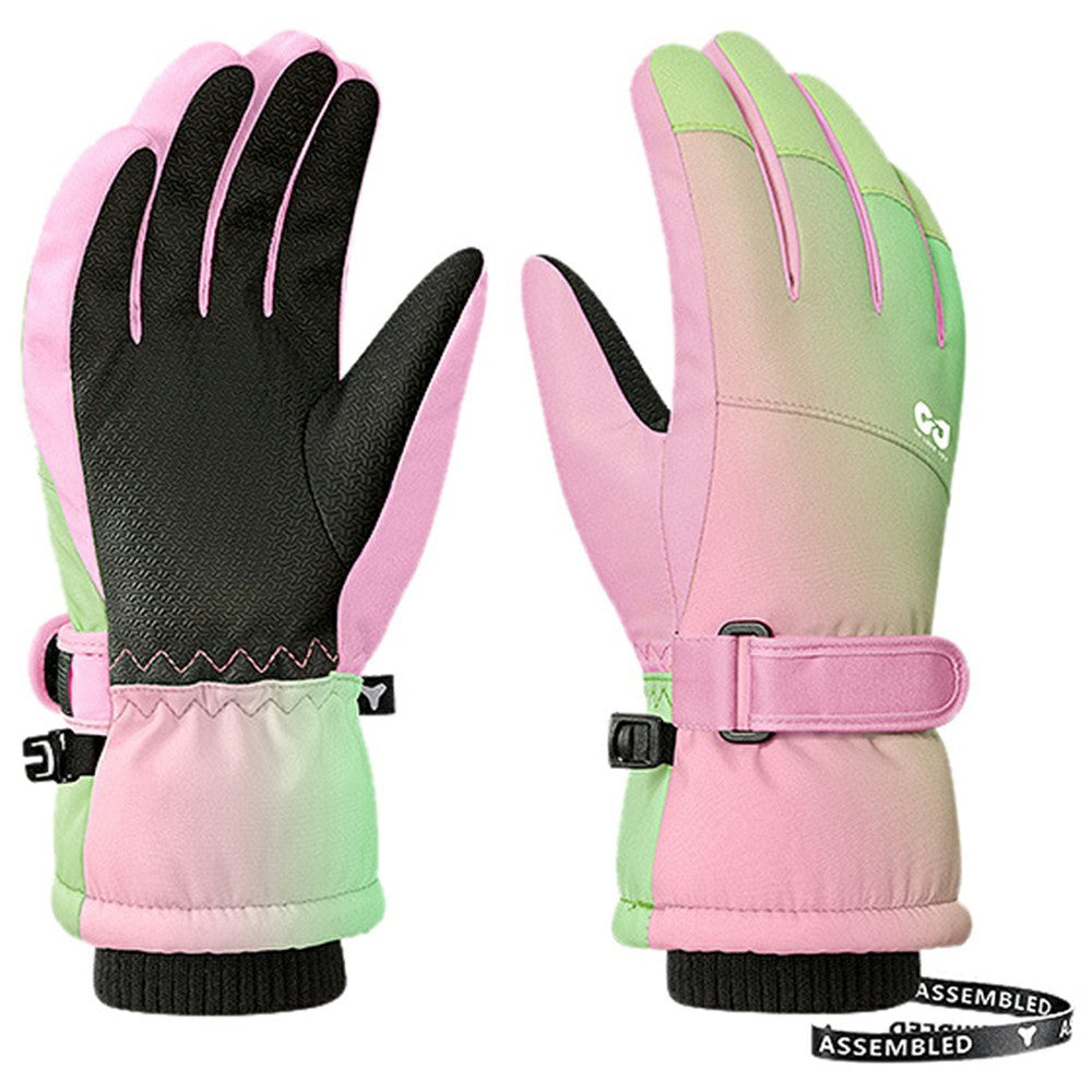 GOLOVEJOY DRST39 1 Pair Winter Ski Gloves for 8-12 Years Kids Waterproof Windproof Snow Mittens Size M