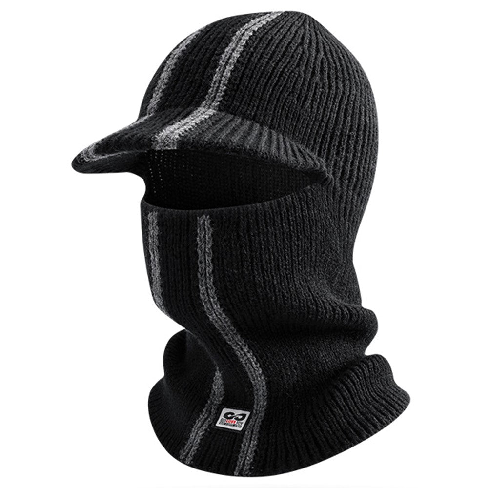 GOLOVEJOY DMZ112 Winter Beanie Hat with Brim for Skiing Cycling Face Mask Neck Warmer Knitted Headwear