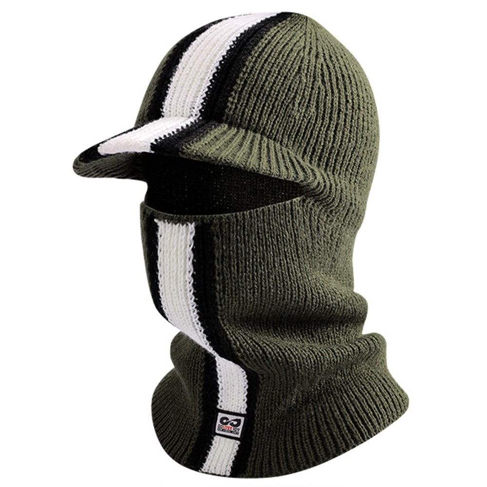 GOLOVEJOY DMZ112 Winter Beanie Hat with Brim for Skiing Cycling Face Mask Neck Warmer Knitted Headwear