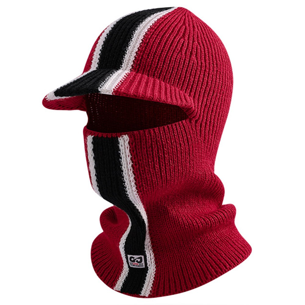 GOLOVEJOY DMZ112 Winter Beanie Hat with Brim for Skiing Cycling Face Mask Neck Warmer Knitted Headwear