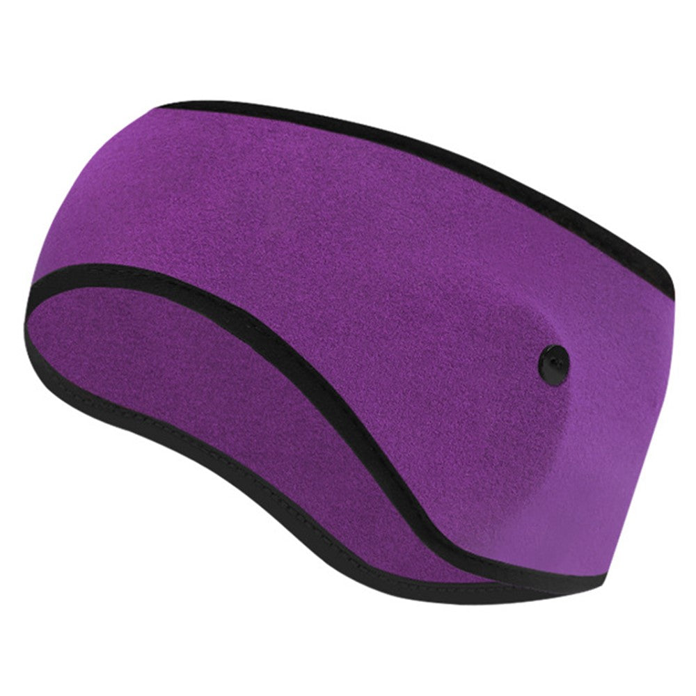 Winter Outdoor Sports Windproof Thermal Fleece Ear Warmer Headband with Button