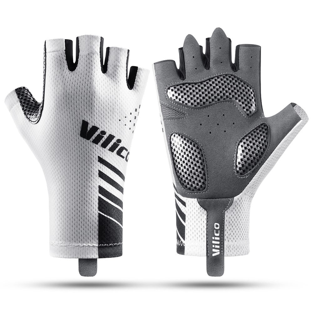 VILICO A0132 Shock Absorbing Cycling Gloves Anti Slip Fingerless Mittens for Outdoor Sports , Size L / White