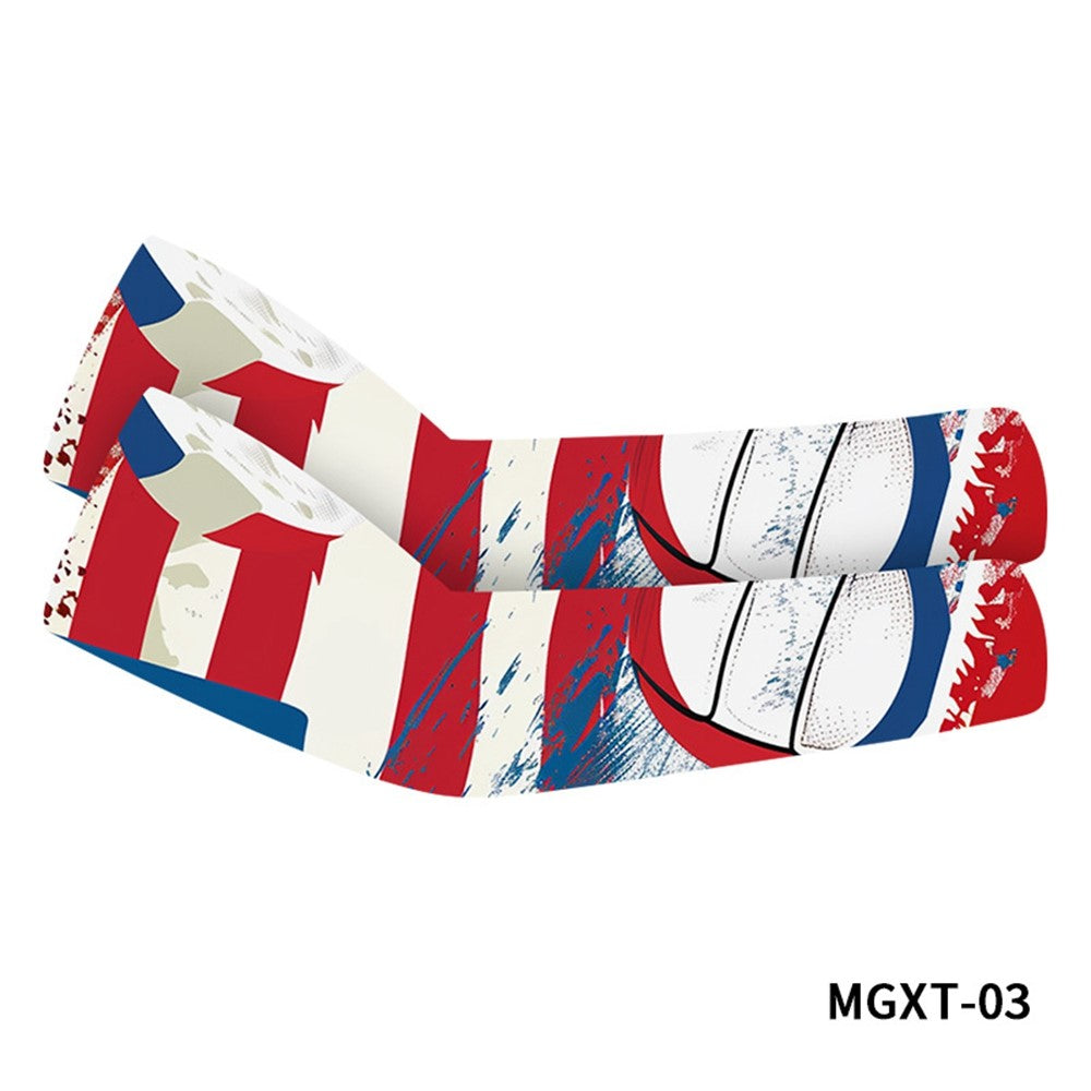 1Pair Cooling Arm Sleeves for 11-14 Years Breathable Sun Protection Arm Cover Outdoor Sports Printed Ice Silk, L