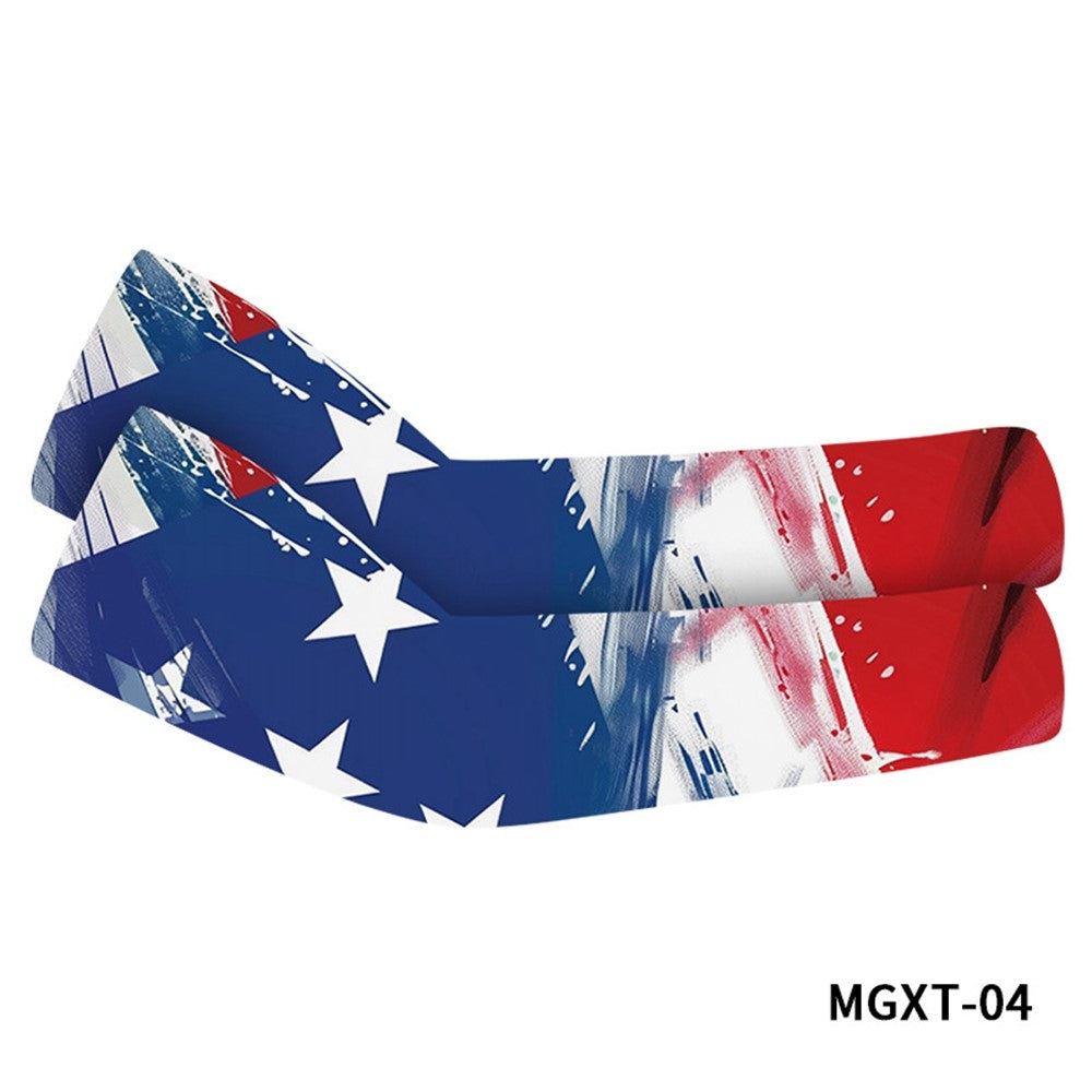 1Pair Cooling Arm Sleeves for 11-14 Years Breathable Sun Protection Arm Cover Outdoor Sports Printed Ice Silk, L