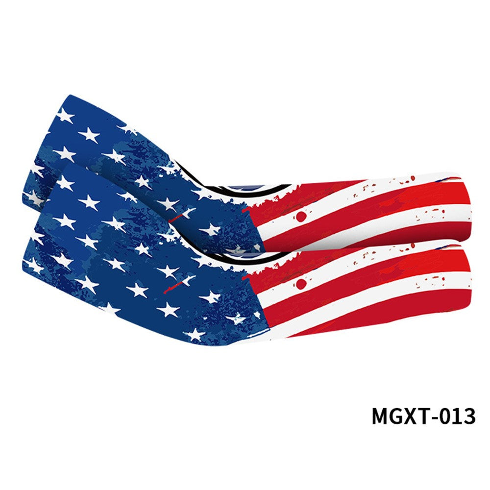 1Pair Cooling Arm Sleeves for 11-14 Years Breathable Sun Protection Arm Cover Outdoor Sports Printed Ice Silk, L