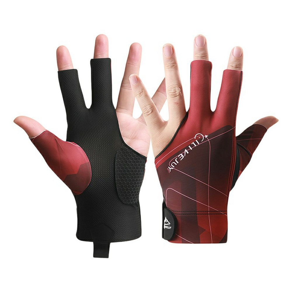 GILIBVEJUYL Billiards Snooker 3 Finger Glove Lycra Breathable Anti Slip Pool Hall Glove