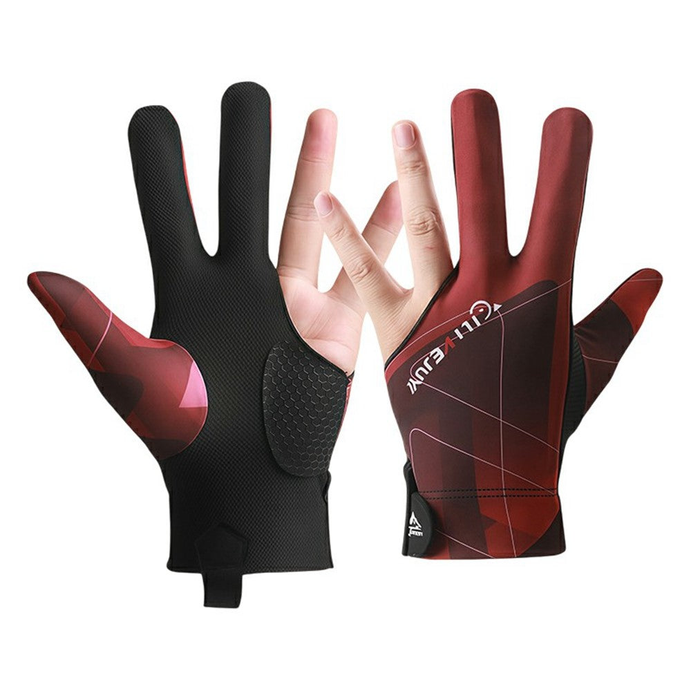 GILIBVEJUYL Billiards Snooker 3 Finger Glove Lycra Breathable Anti Slip Pool Hall Glove