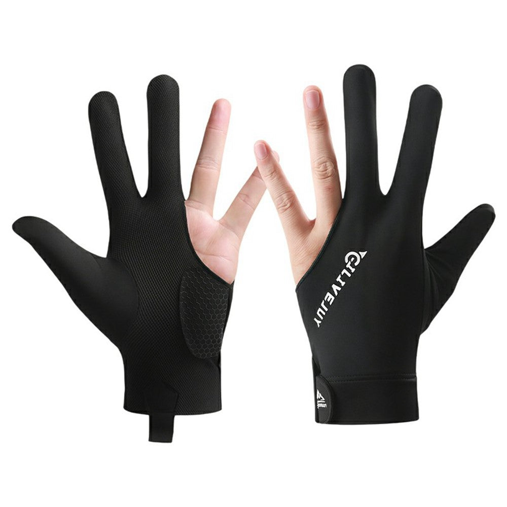GILIBVEJUYL Billiards Snooker 3 Finger Glove Lycra Breathable Anti Slip Pool Hall Glove