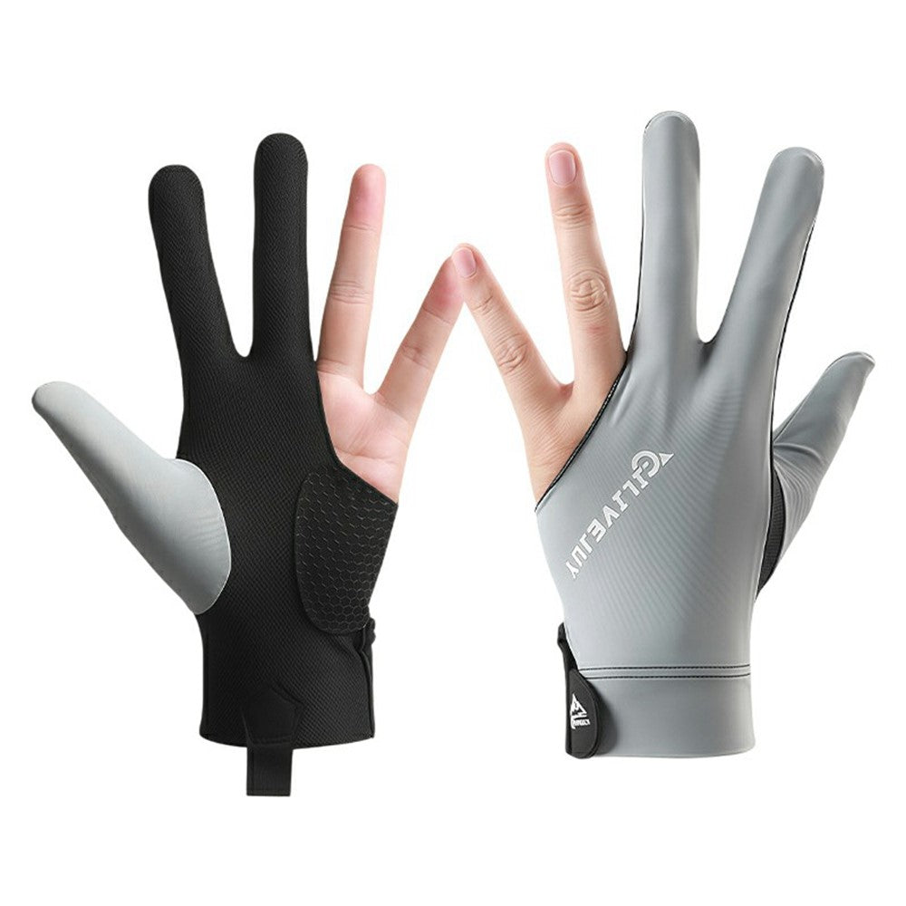 GILIBVEJUYL Billiards Snooker 3 Finger Glove Lycra Breathable Anti Slip Pool Hall Glove