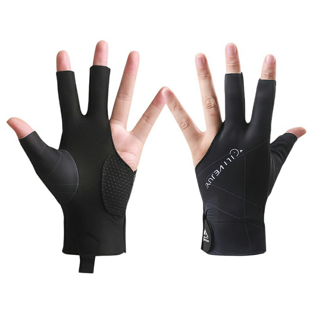 GILIBVEJUYL Billiards Snooker 3 Finger Glove Lycra Breathable Anti Slip Pool Hall Glove