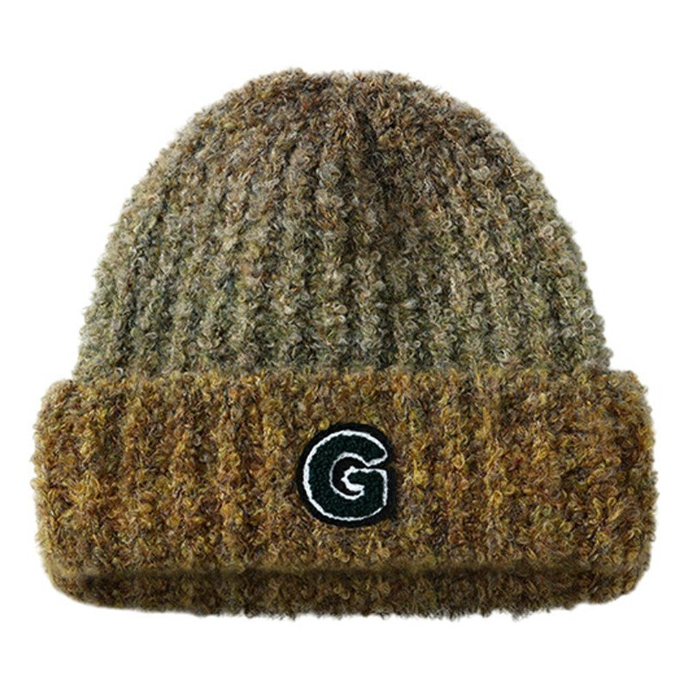 DMZ133 Winter Wool Blend Knitted Beanie Hat Women Outdoor Thicken Warm Head Cap