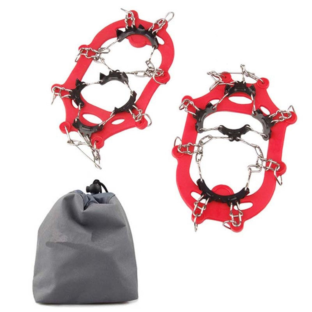 AOTU 1 Pair Outdoor Non-Slip Crampons 11 Spikes Skating Shoes Cover Ice Claws for Kids Children Teenagers Suitable for Size 29-39