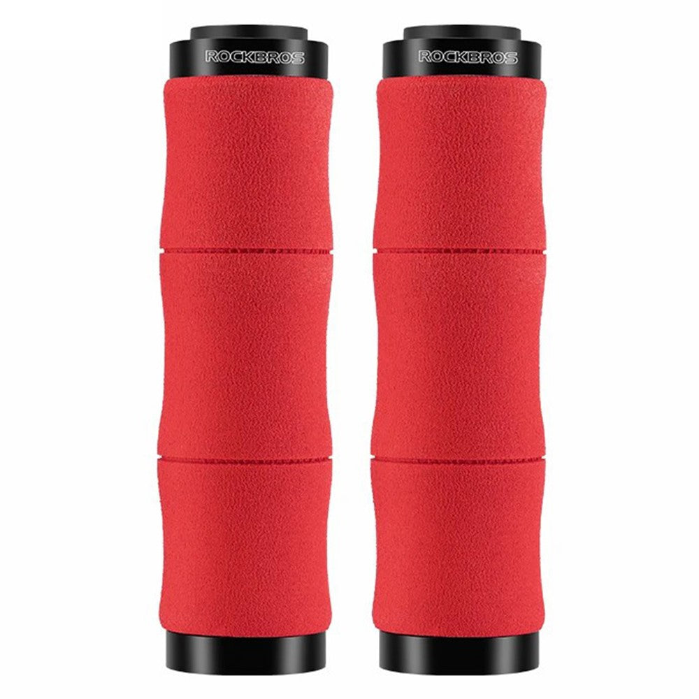 ROCKBROS 40720005001 1 Pair Bamboo Joint Handlebar Grips with Dust Plug EVA Sponge Bicycle Handle Cover