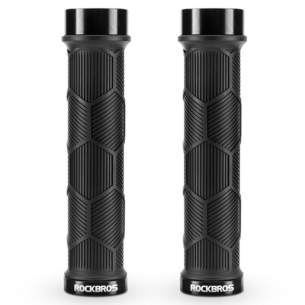 ROCKBROS 2023-14A 1 Pair Handlebar Grips with Reflective End Plugs Bicycle Handle Cover