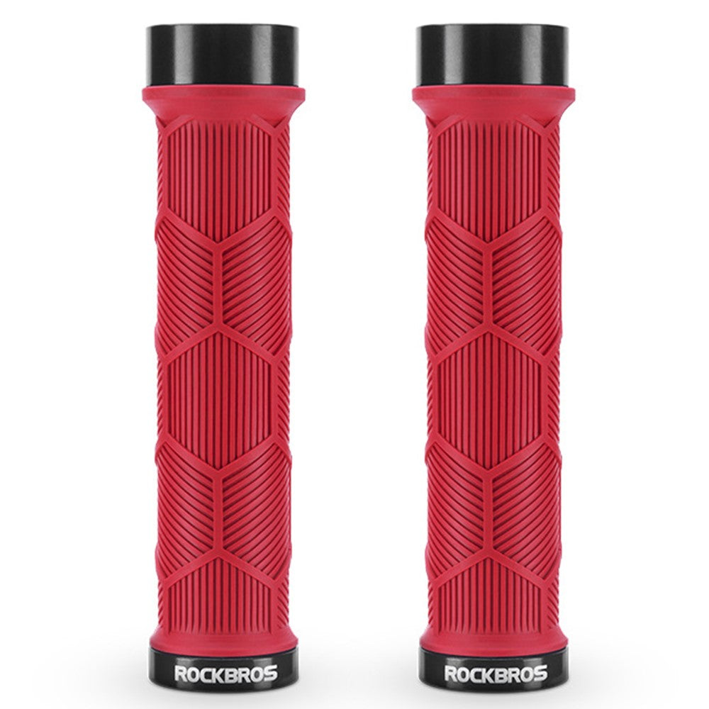 ROCKBROS 2023-14A 1 Pair Handlebar Grips with Reflective End Plugs Bicycle Handle Cover