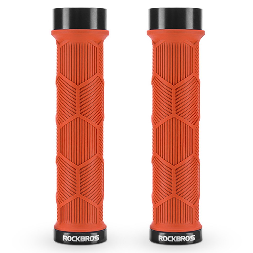 ROCKBROS 2023-14A 1 Pair Handlebar Grips with Reflective End Plugs Bicycle Handle Cover