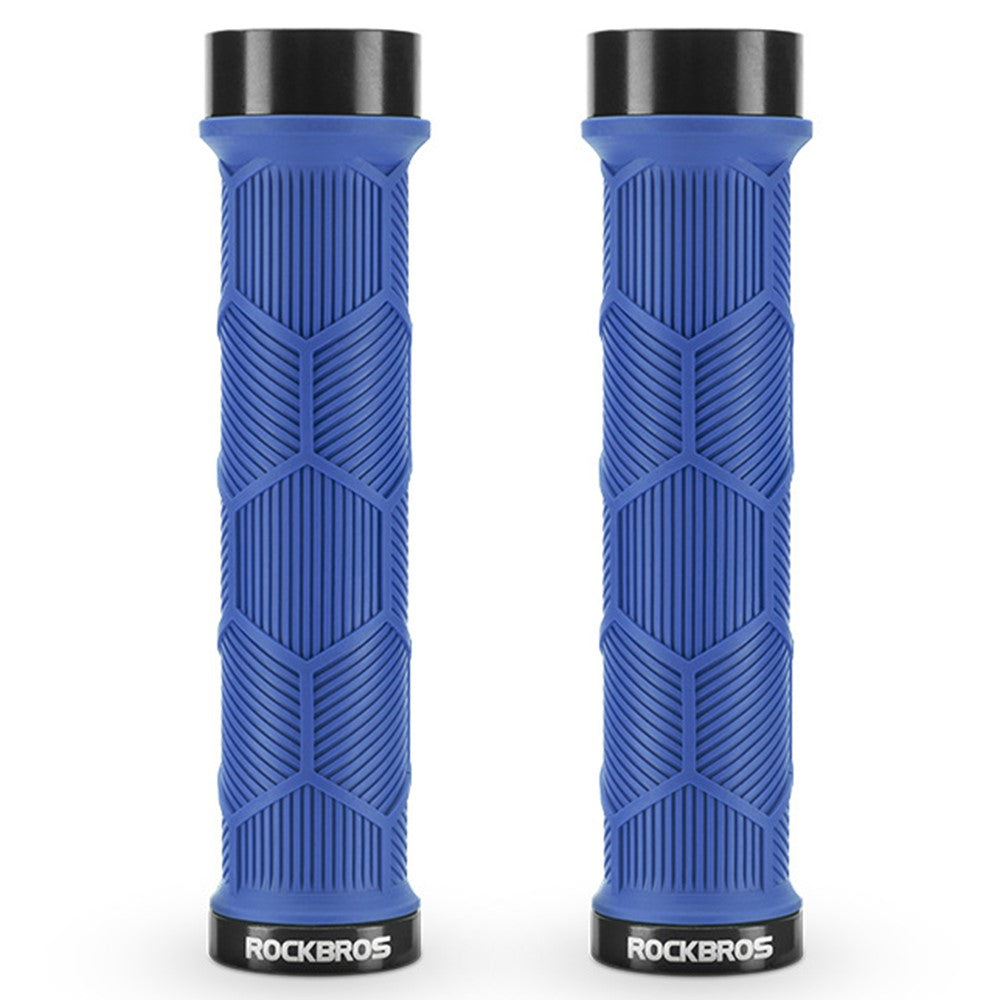 ROCKBROS 2023-14A 1 Pair Handlebar Grips with Reflective End Plugs Bicycle Handle Cover